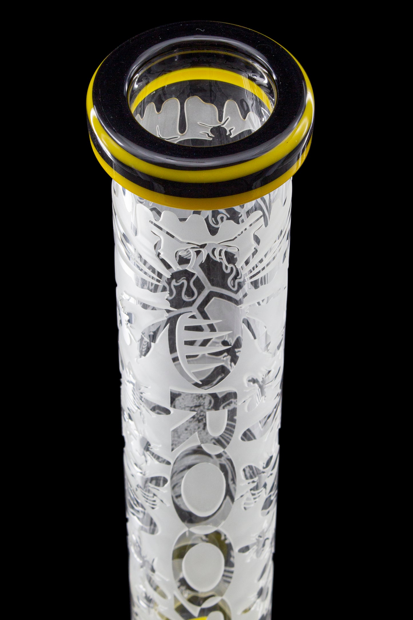ROOR® Limited Edition 18" Beaker 50mmx5mm with Flat Lip and Base upgrade with Multi Color Lip and Sandblast Honey Bee