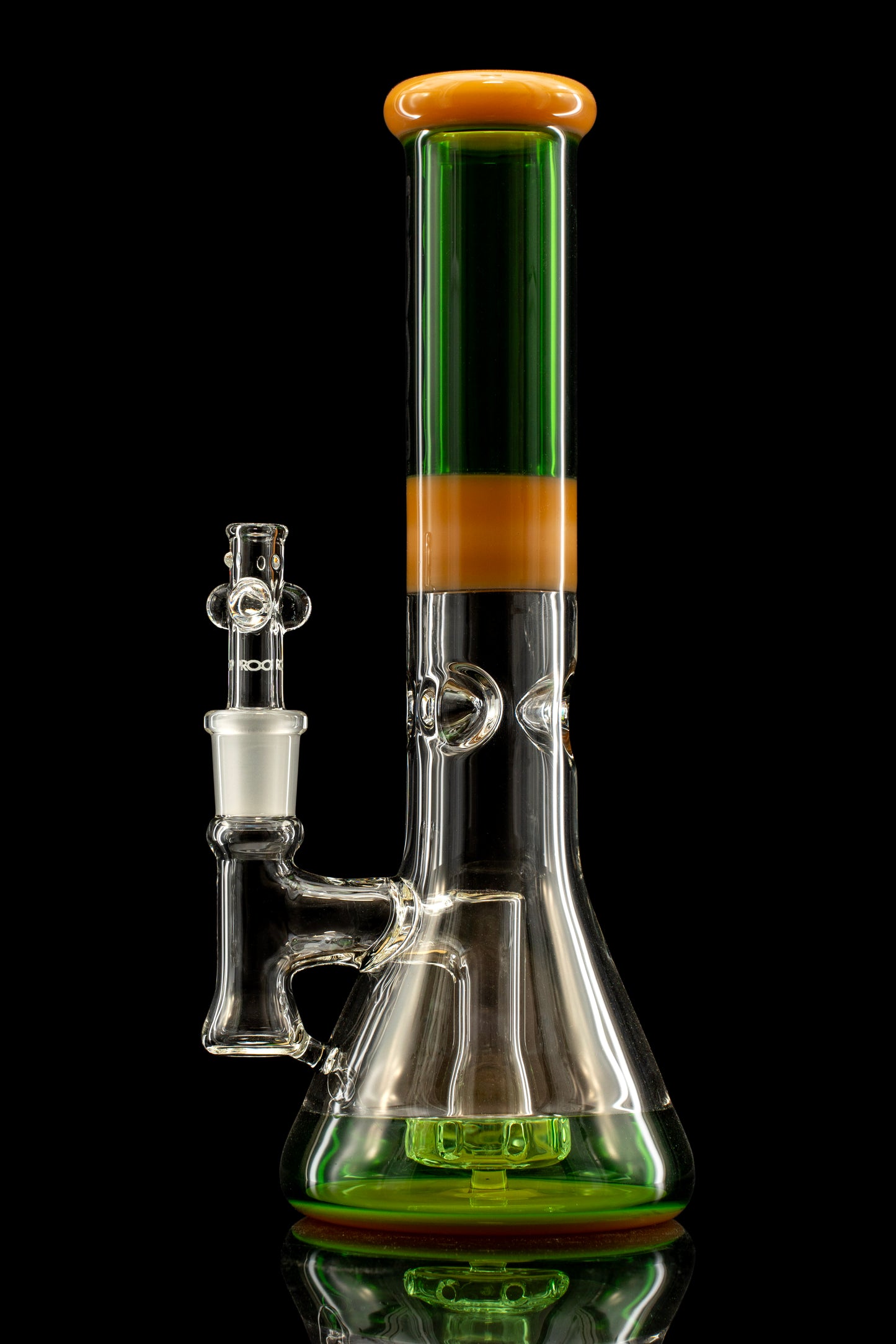 ROOR® Tech Fixed Downstem- 10" Beaker 38x4mm Green/Tangie Color