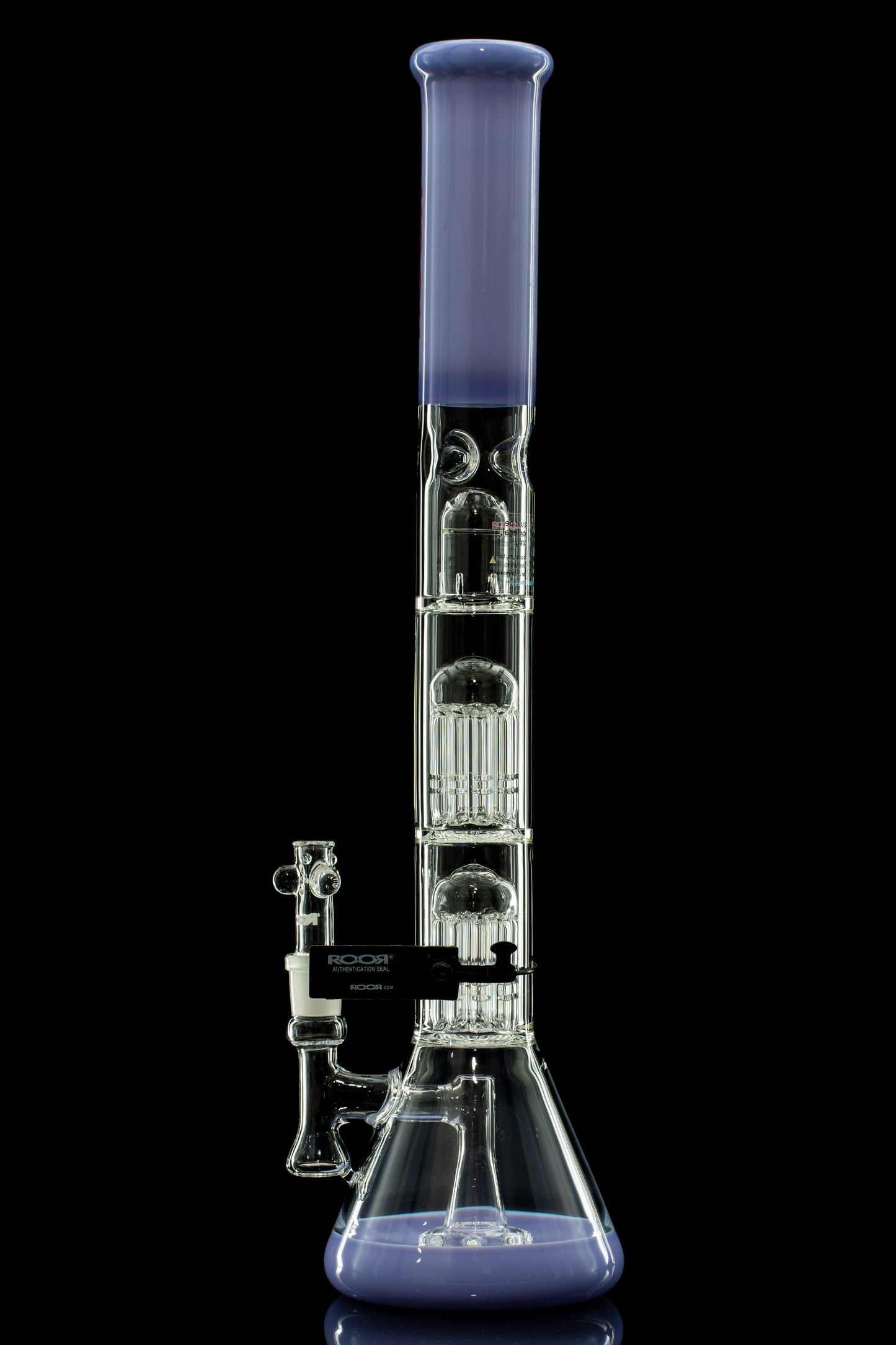 ROOR® Tech Fixed Downstem- 18" Beaker 50x5mm with Double 10-arm Tree Perc Purple Color