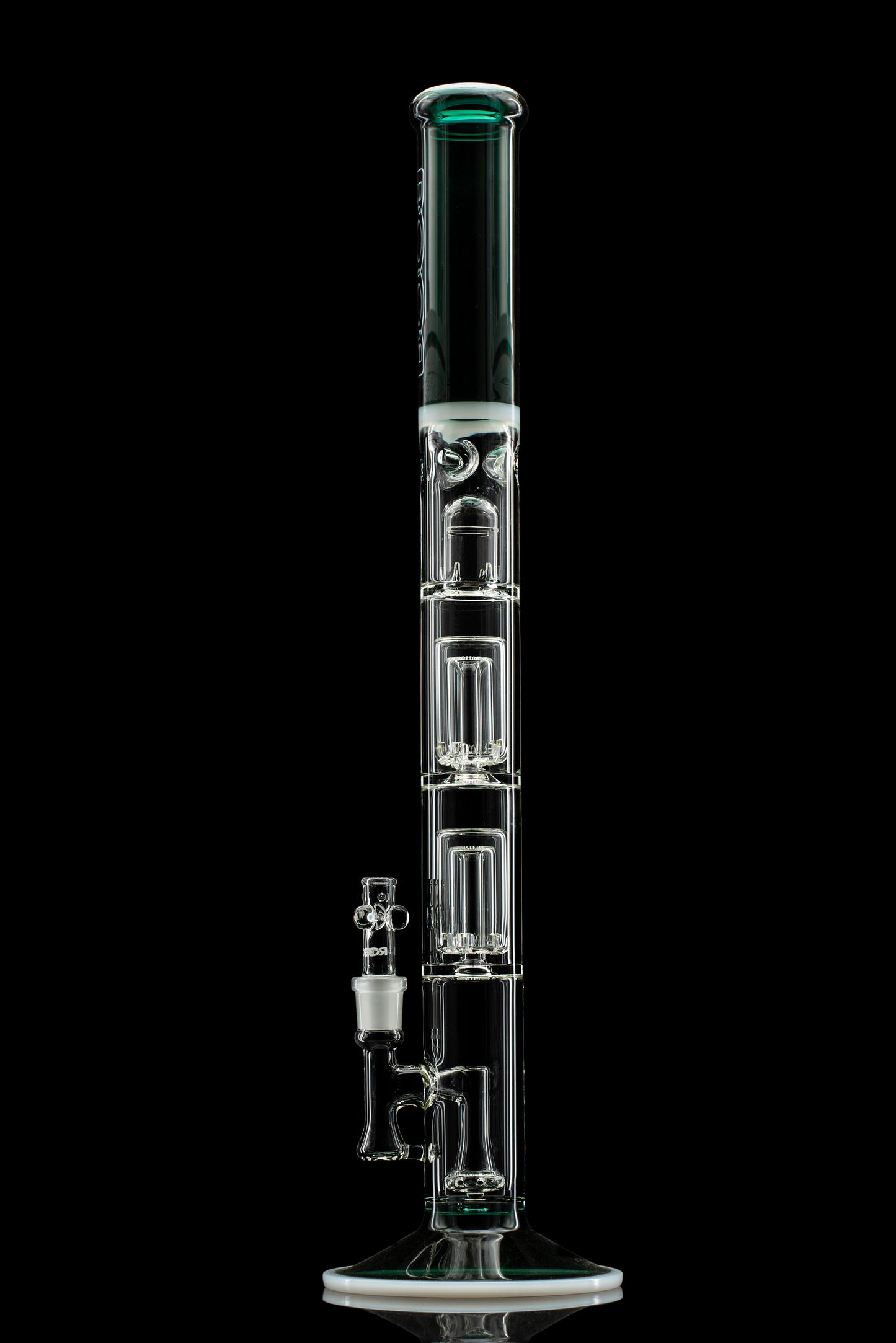 ROOR® Tech Fixed Downstem- 18" Straight 50x5mm with Double Barrel Perc Jade/White Color