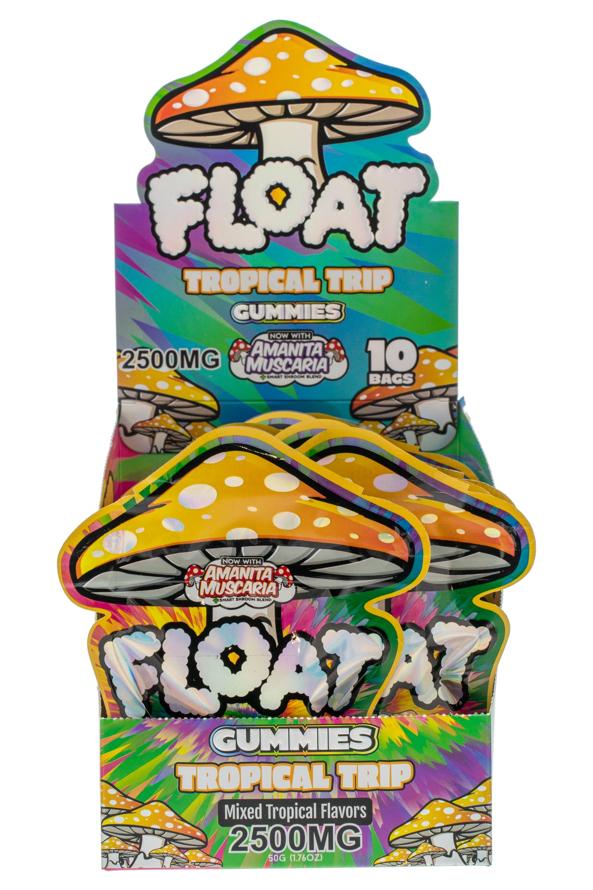 FLOAT Tropical Trip flavor gummies box for wholesale retailers, view 4