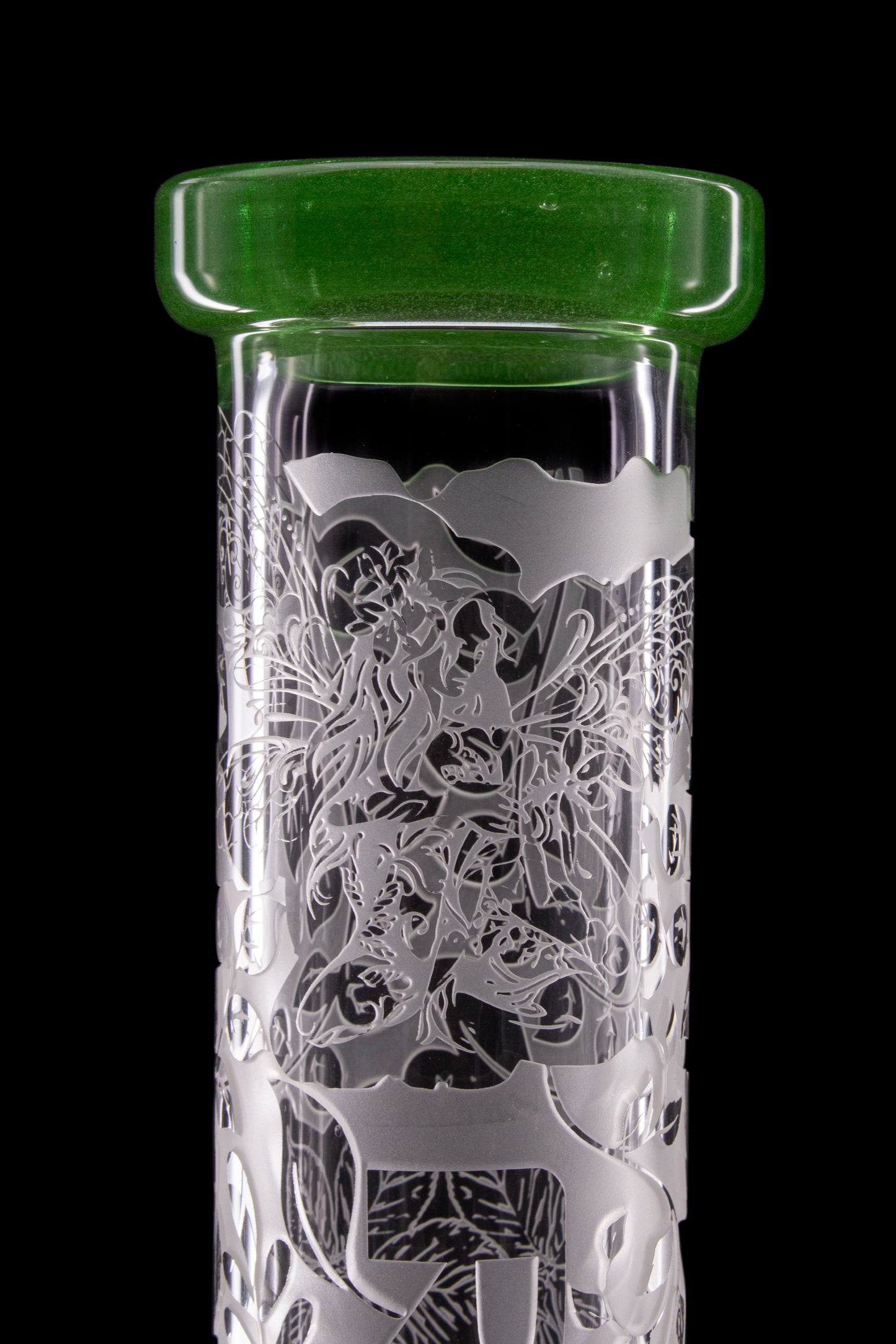 ROOR® Limited Edition 18" Beaker 50mmx5mm with Flat Lip and Base upgrade with Single Color Lip and Sandblast Green Goddess