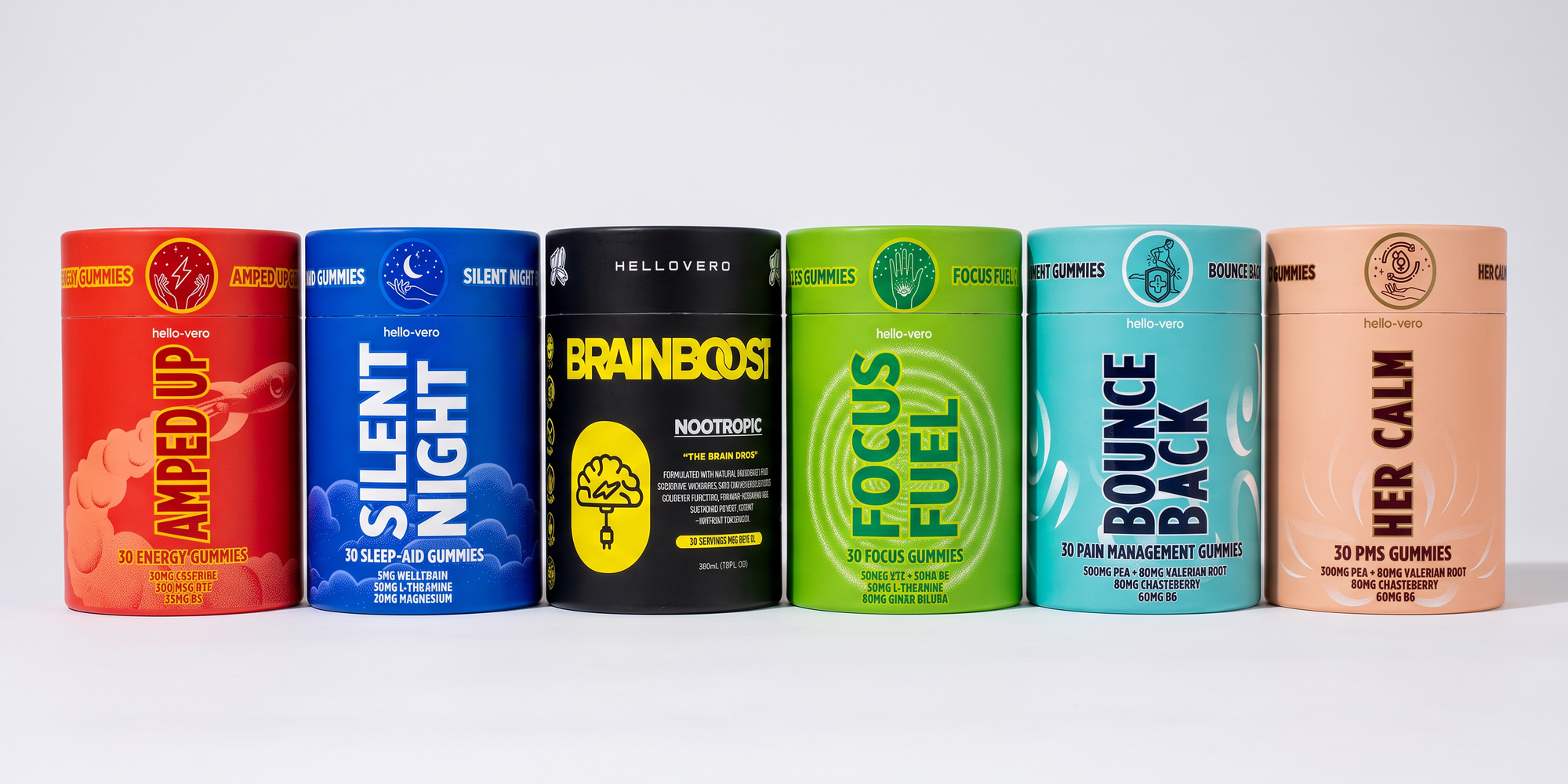 Hello Vero gummy supplement lineup