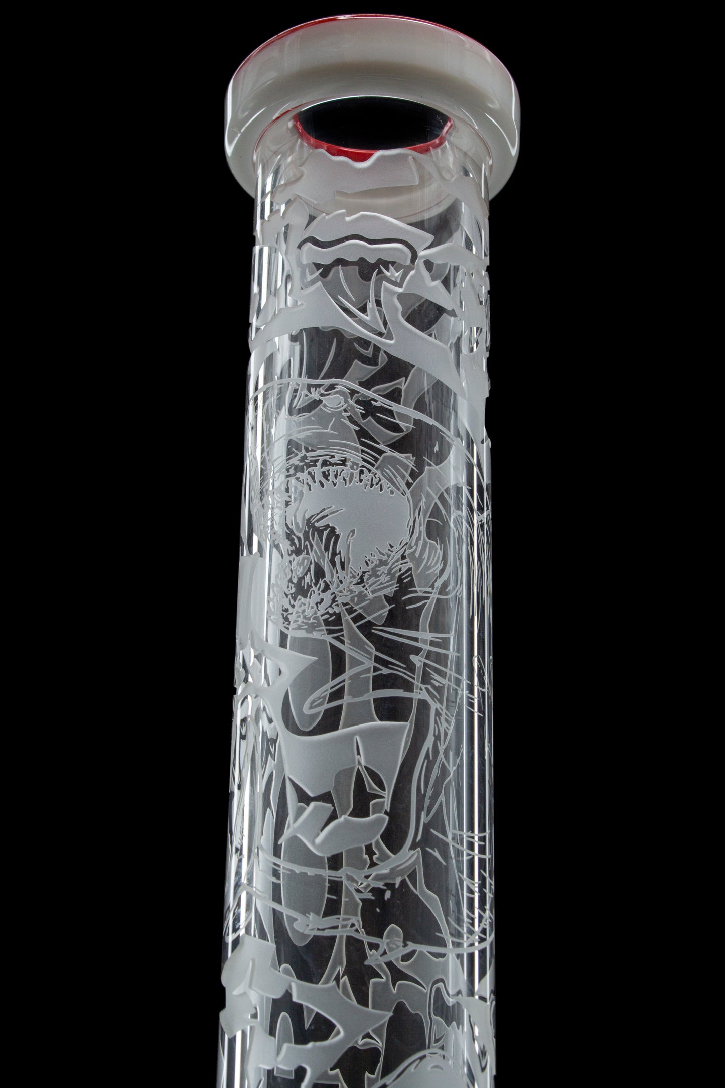 ROOR® Limited Edition 18" Beaker 50mmx5mm with Flat Lip and Base upgrade with Multi Color Lip and Sandblast Shark Bite