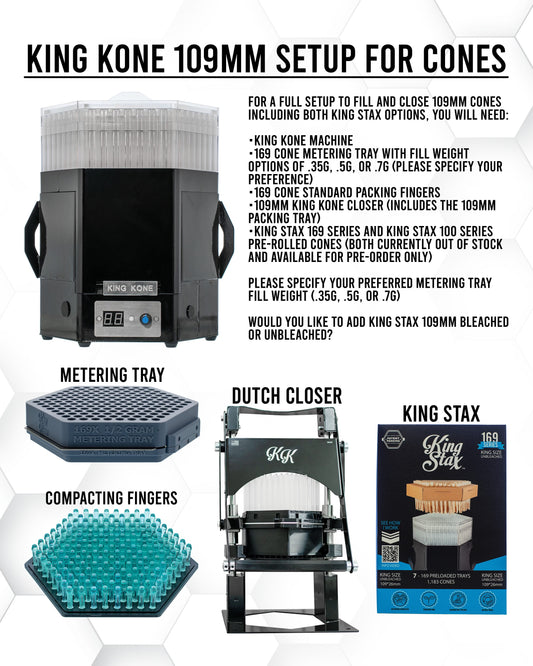 King Kone Bundle 109mm Setup Complete King Size Cone Production System
