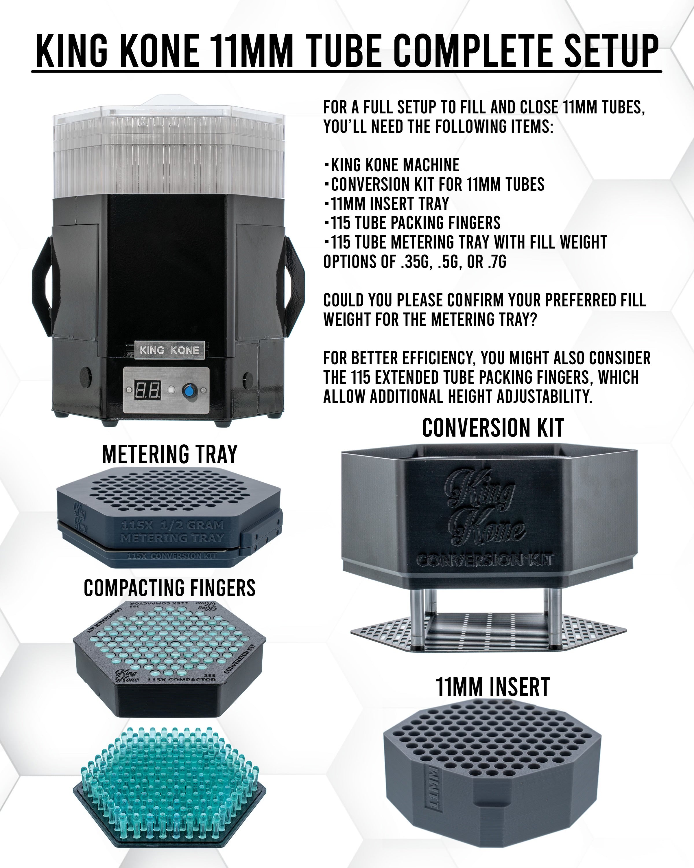 King Kone 11mm Tube Bundle | Complete Pre-Roll Production Setup – Sreaminc