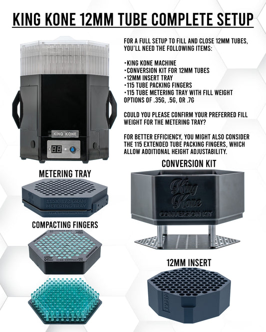 King Kone Bundle 12mm Tube Setup Complete 12mm Pre-Roll Production System