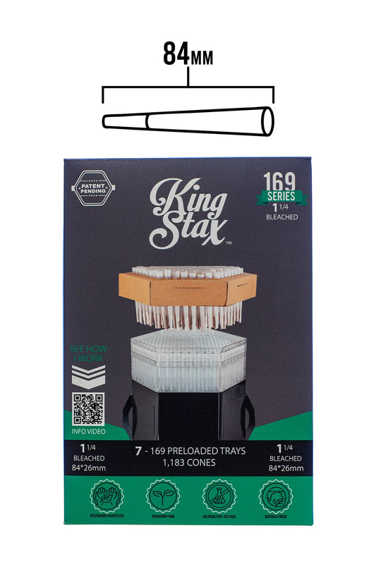 King Stax 169 Series – 84MM Cones (Bleached) – 1,183 Cones/box