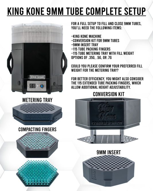 King Kone Bundle 9mm Tube Setup Complete 9mm Pre-Roll Production System