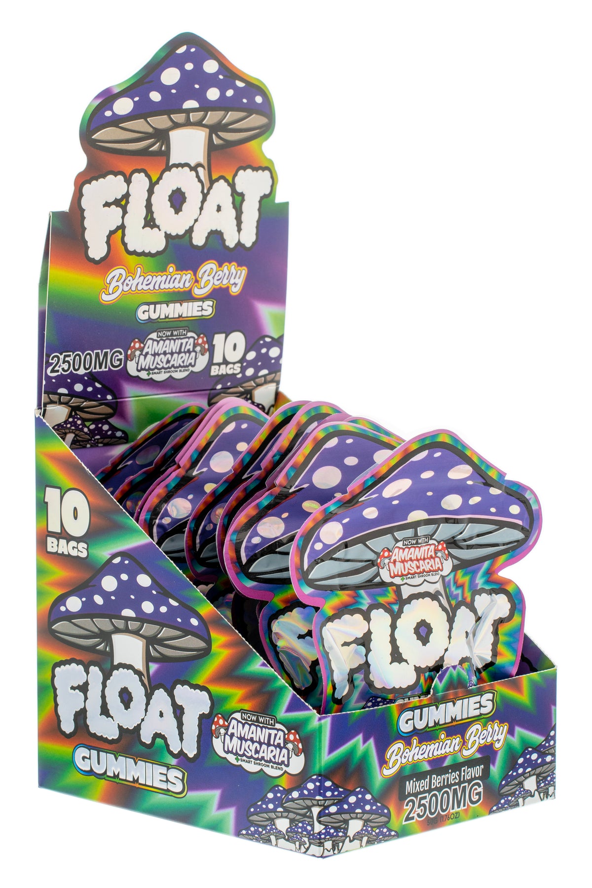 FLOAT Bohemian Berry flavor gummies box for wholesale retailers, view 3
