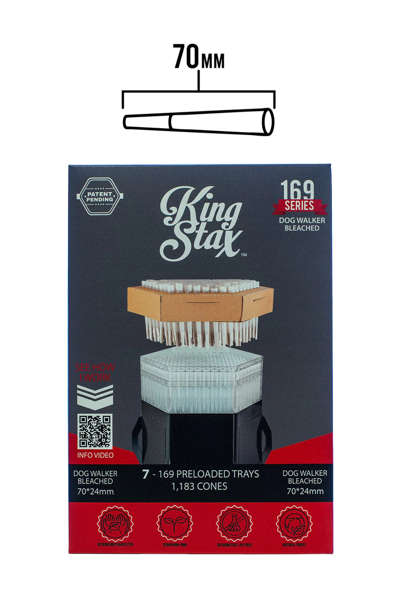 King Stax 169 Series – 70MM Cones (Bleached) – 1,183 Cones/box