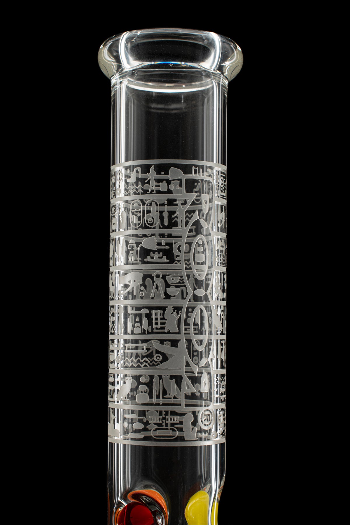 ROOR® 12" Hieroglyphics Sandblasted Beaker with Color Ice Pinch
