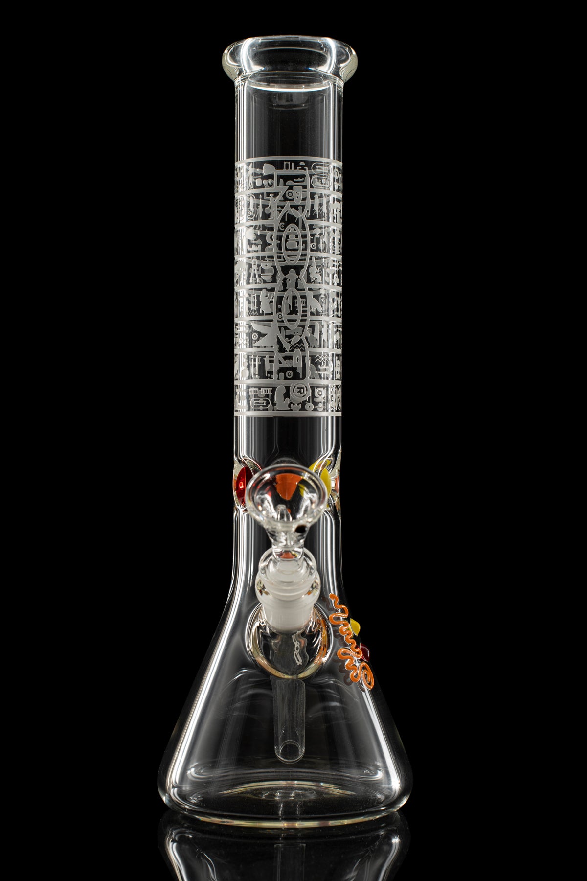 ROOR® 12" Hieroglyphics Sandblasted Beaker with Color Ice Pinch