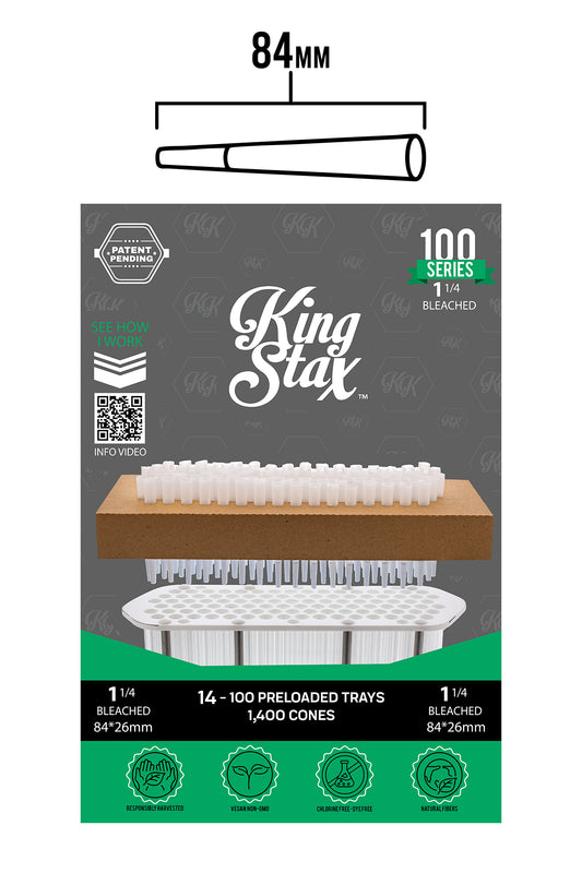 King Stax 100 Series – 84MM Cones (Unbleached) – 1,400 Cones/box