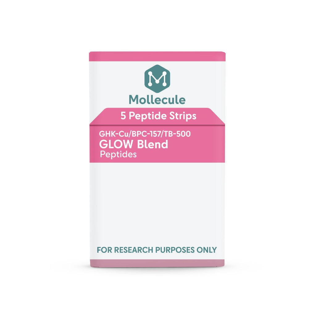 GLOW Blend (GHK-Cu / BPC-157 / TB-500) 50mg/10mg/10mg 5ct peptide strip box — Molecule Peptides (view 2)