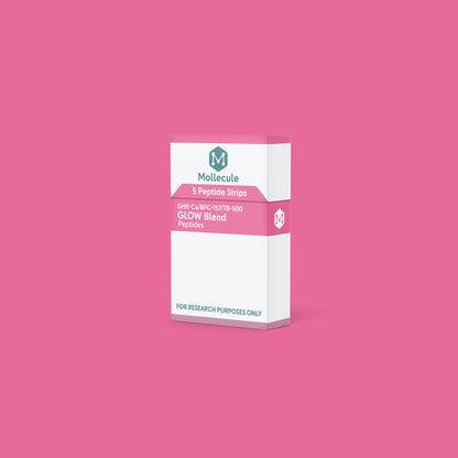 GLOW Blend (GHK-Cu / BPC-157 / TB-500) 50mg/10mg/10mg 5ct peptide strip box — Molecule Peptides (view 4)
