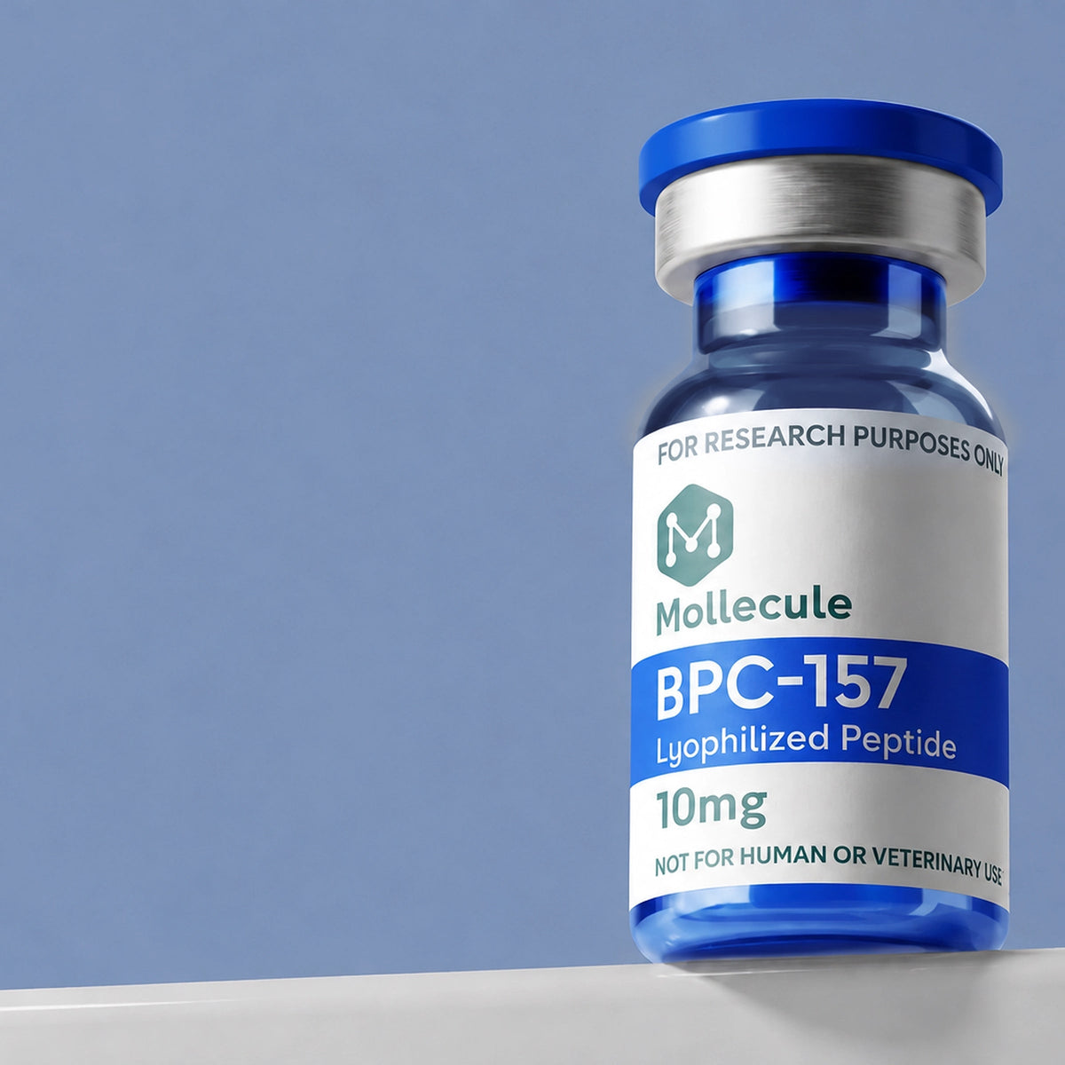 BPC-157 10mg vial — Molecule Peptides, vial close-up
