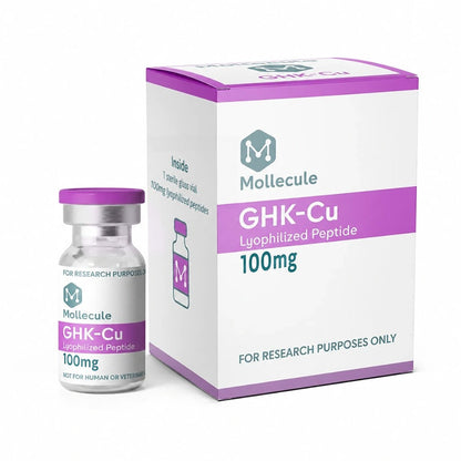 GHK-Cu 100mg vial — Molecule Peptides, box and vial