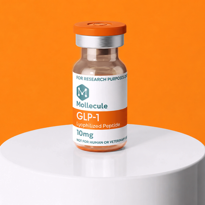 Semaglutide 10mg vial — Molecule Peptides, vial on display stand