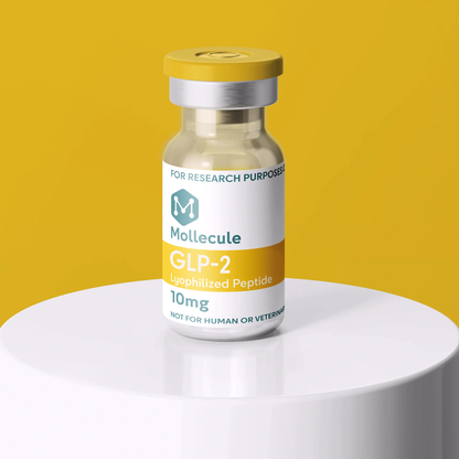 Tirzepatide 10mg vial — Molecule Peptides, vial on display stand
