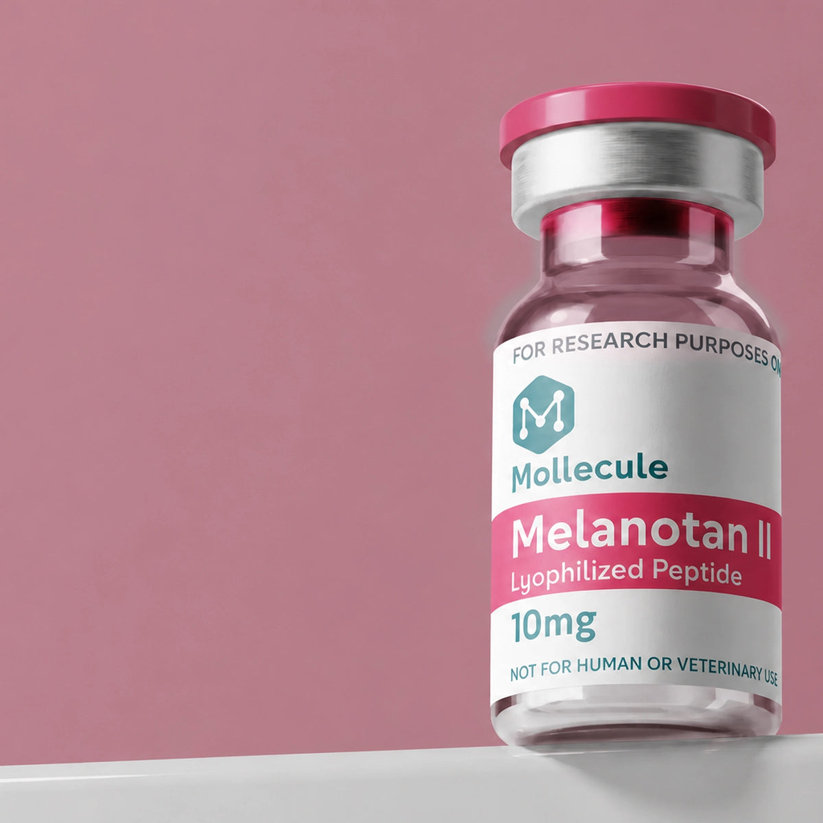 Melanotan II 10mg vial — Molecule Peptides, vial close-up