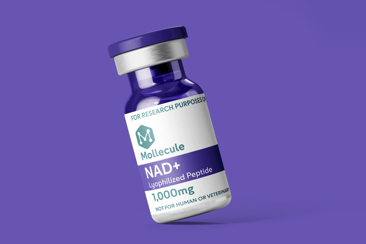 NAD+ 1,000mg vial — Molecule Peptides, angled vial