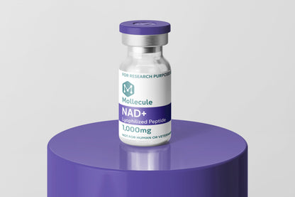 NAD+ 1,000mg vial — Molecule Peptides, vial on display stand
