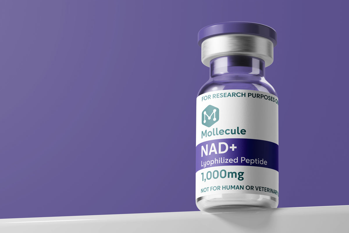 NAD+ 1,000mg vial — Molecule Peptides, vial close-up