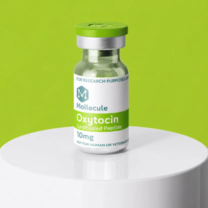 Oxytocin 10mg vial — Molecule Peptides, vial on display stand