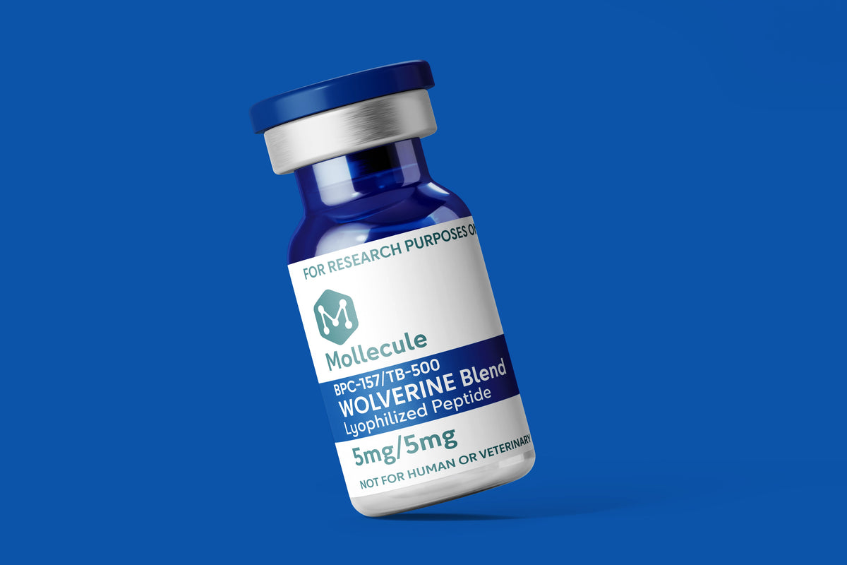 Wolverine Blend (BPC-157 / TB-500) 5mg/5mg vial — Molecule Peptides, angled vial