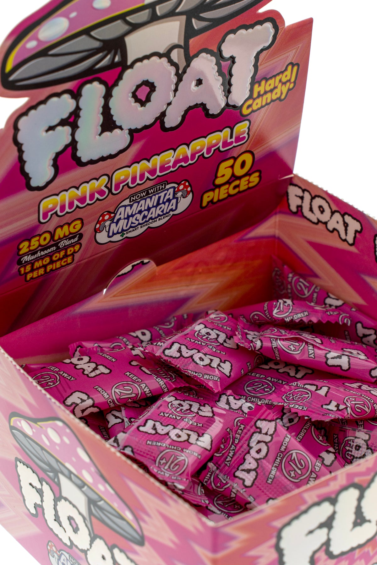 FLOAT Pink Pineapple hard candies display box for wholesale retailers, view 3