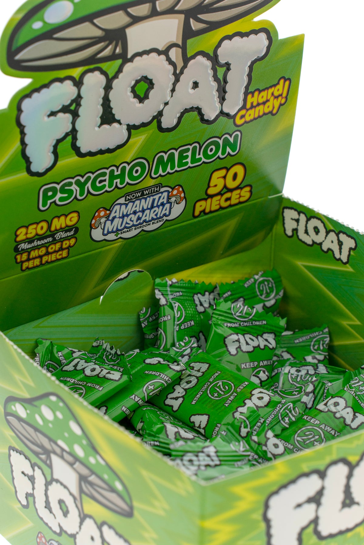 FLOAT Psycho Melon hard candies display box for wholesale retailers, view 3