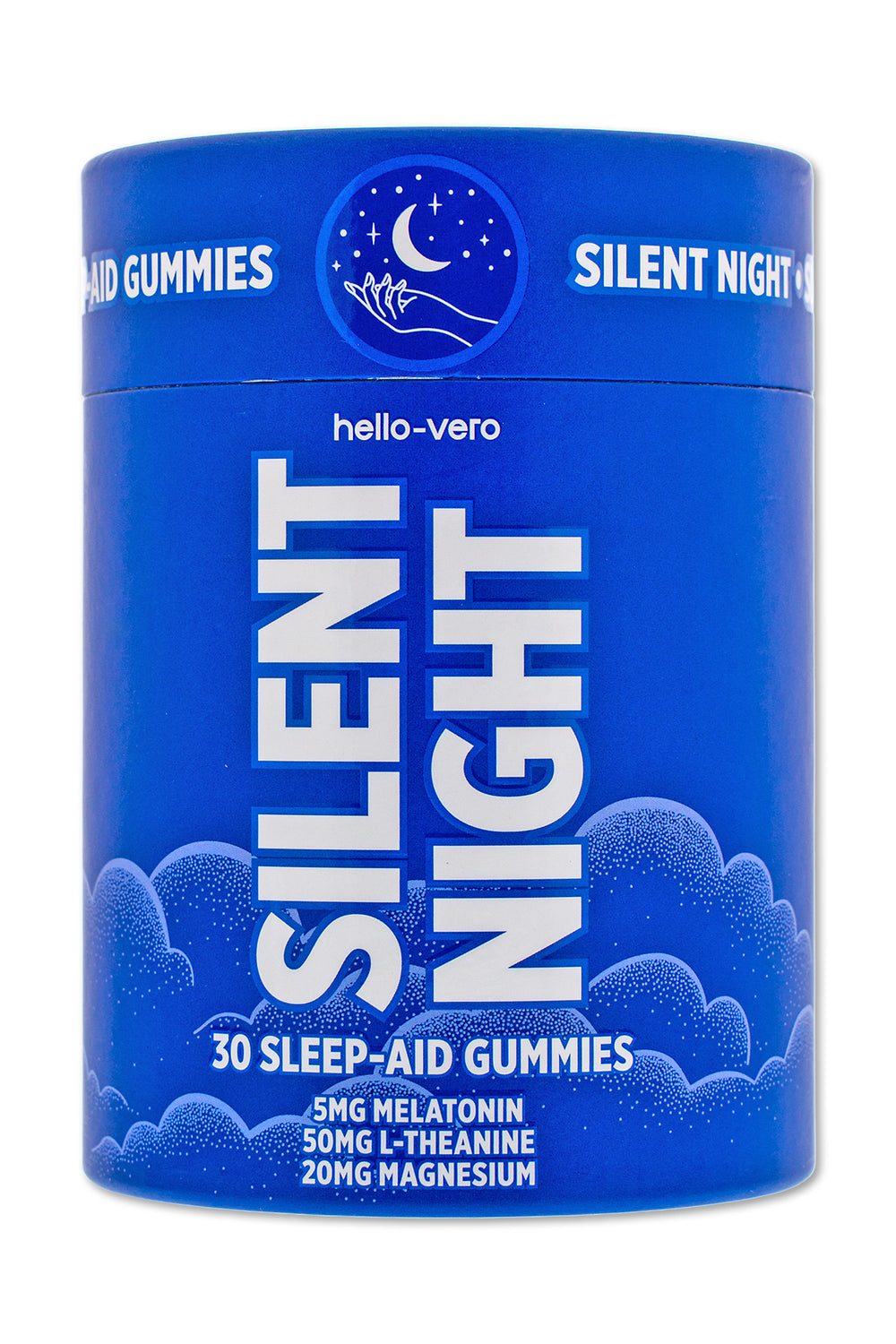 Hello Vero Silent Night natural sleep gummies for deep restorative sleep - front label view