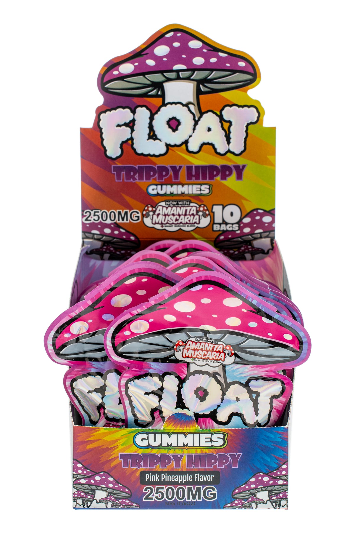 FLOAT Trippy Hippy flavor gummies box for wholesale retailers, view 4