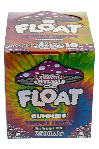 FLOAT Trippy Hippy flavor gummies box for wholesale retailers, view 2