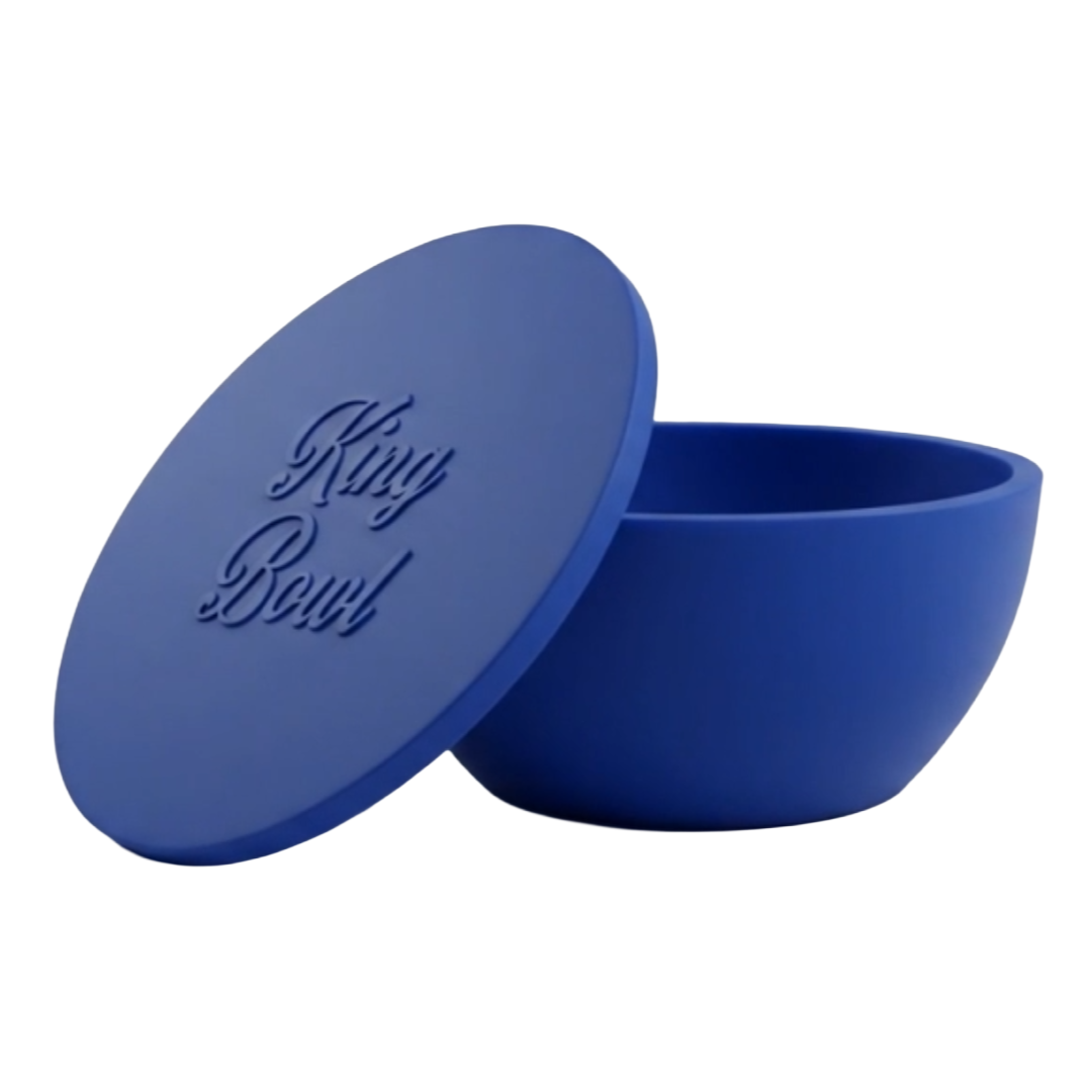Blue King Bowl flexible silicone mixing and prep bowl with pinch-to-pour walls