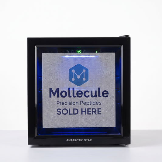 Molecule Peptides display fridge — included with Laboratory-grade diluent solution 10ml diluent order