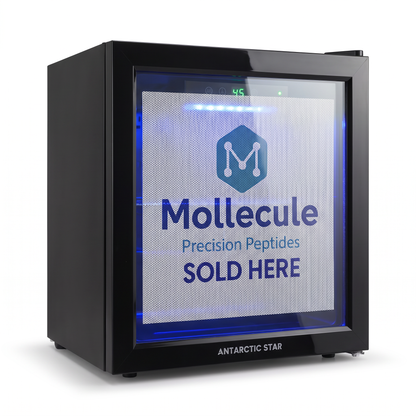 Molecule Peptides display fridge — included with Semaglutide 10mg 5ct strip order