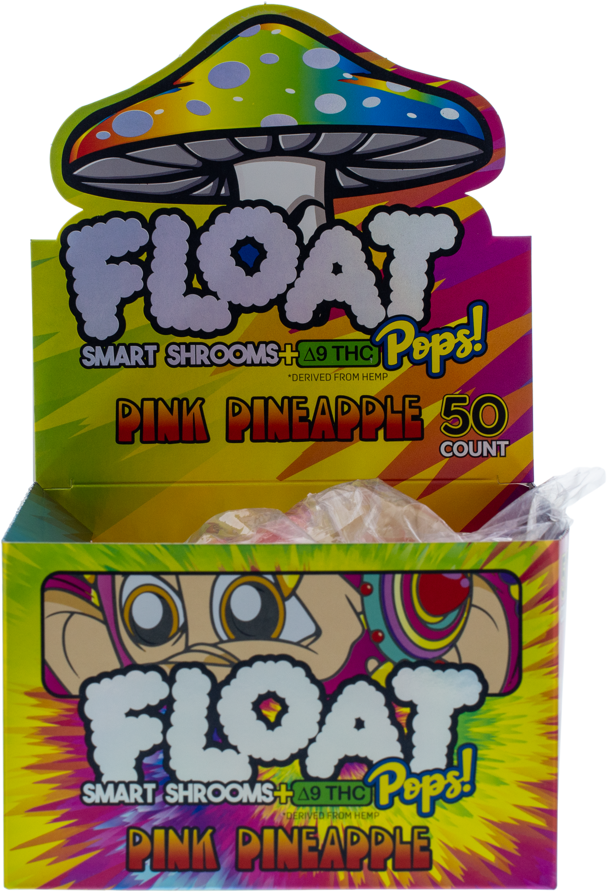 FLOAT Pink Pineapple lollipops display box for wholesale retailers, view 2